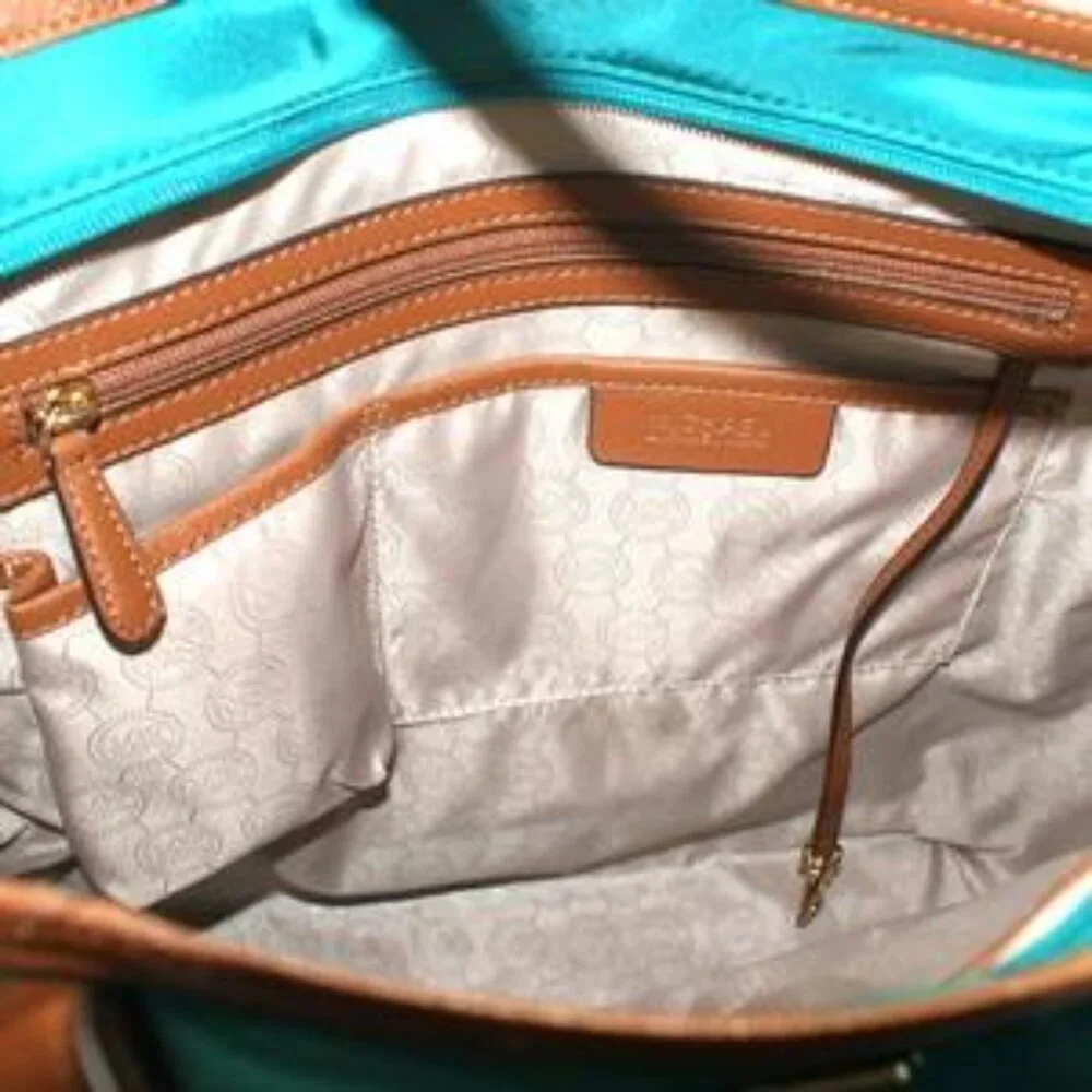 Michael Kors Kempton Aqua Nylon Large Tote Bag